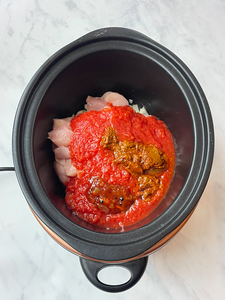 the slow cooker ingredients added to the 