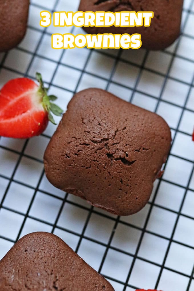 3 ingredient brownies served on a wire cooling rack. 
